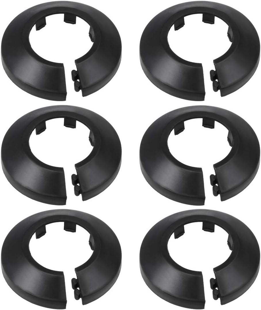 sourcing map 33mm Pipe Cover Decoration PP Plastic Water Pipe Escutcheon Black 6pcs, 33 mm
