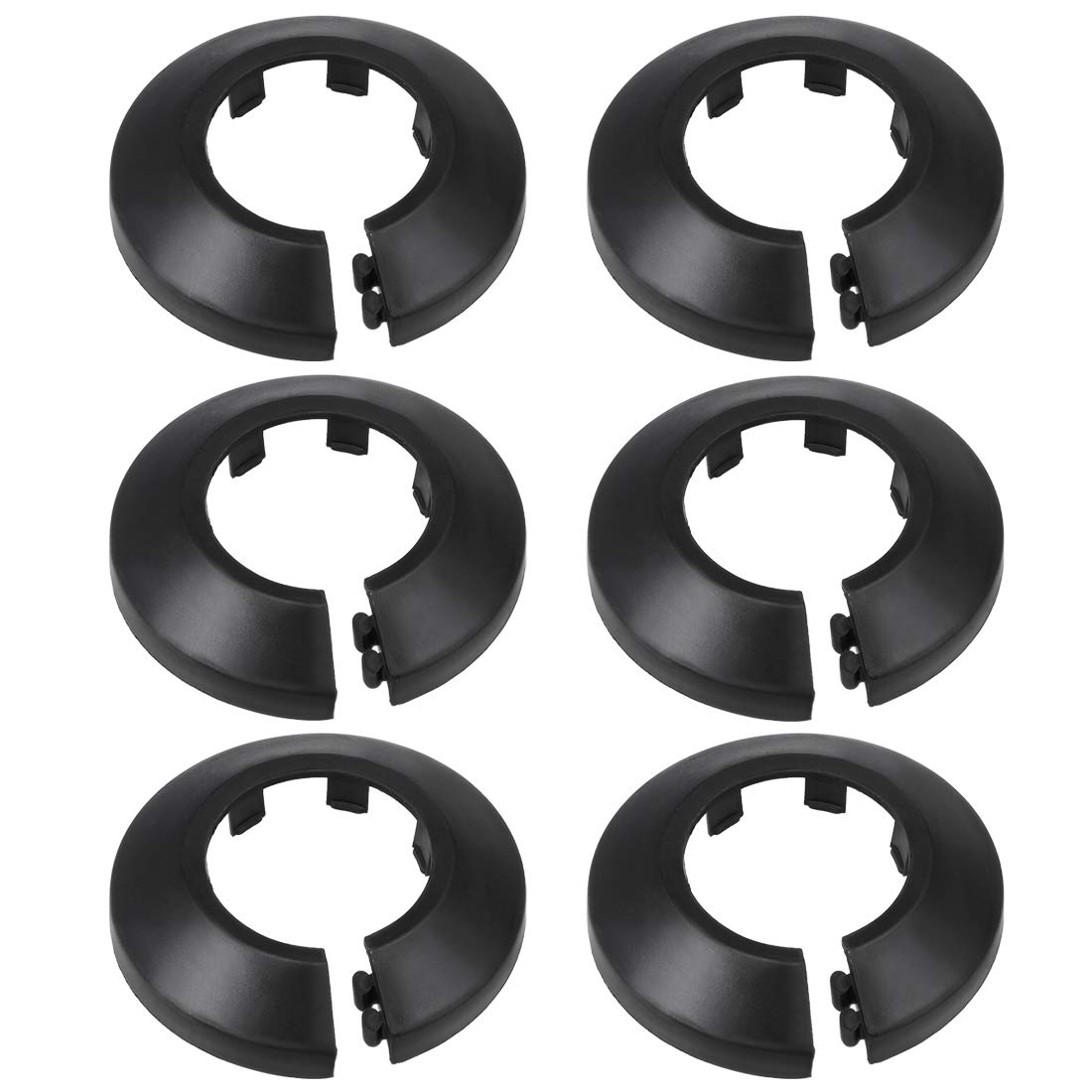 sourcing map 33mm Pipe Cover Decoration PP Plastic Water Pipe Escutcheon Black 6pcs