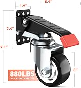 SPACEKEEPER 3 Inch Workbench Casters Kit 400KG Heavy Duty Retractable 4 Pack view 2