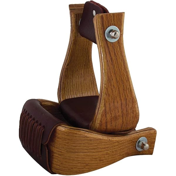 Weaver Visualia Wooden Stirrups - 5.25" Width, 3" Neck, Hickory With Galvanized Metal