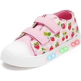 FUNCOO PLUS Kids Light Up Shoes Toddler Canvas Sneakers with Hook and Loop for Boys Girls