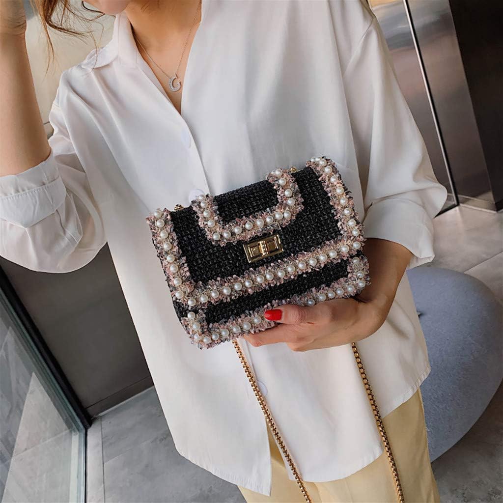 DDKK bags 2019 Vintage Women Woven Pearl Shoulder Bag Messenger Bag Crossbody Bag Beach Bag-Under 20 Dollars
