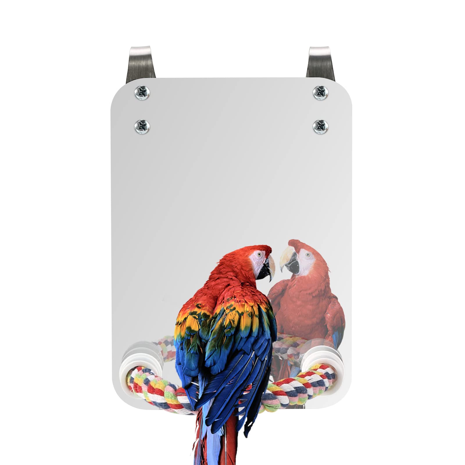 Bird Mirror with Rope Perch Cockatiel Mirror for Cage Bird Toys Parrot Swing Toys Parrot Cage Toys Parrot Claw Birdcage Perches Mirror Chew Toy for Budgie Parakeet Cockatiels Lovebirds