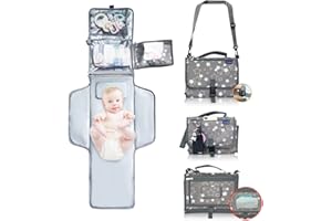 SPEENSUN Portable Changing Pad,Baby Portable Diaper Changing Pad for Boys and Girls |Long Large Changing Pad with Wipes Pocket | Lightweight and Waterproof Travel Diaper Station Kit with Cushioned Pad