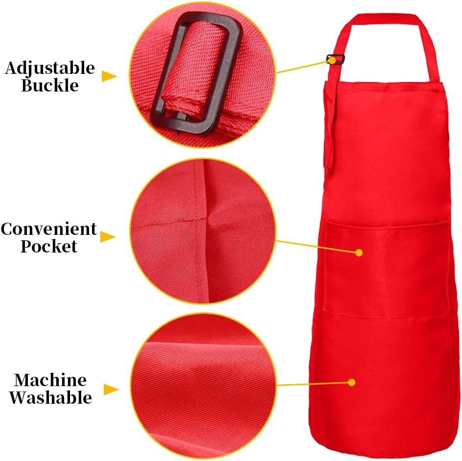 XCOZU 4 Pcs Kids Apron with Pockets, Adjustable Childrens Aprons for Cooking Childs Apron Toddler Kids Painting Apron - Image 4