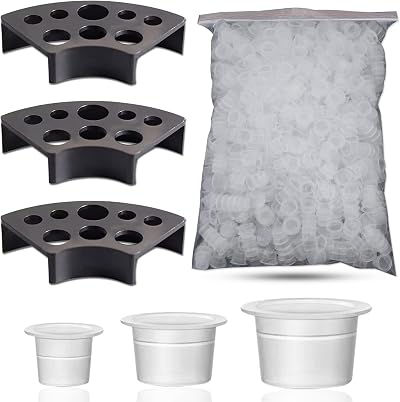 Emalla 303Pcs Tattoo Ink Caps Kit with 3 Cap Holders 300 Caps 8/11/15mm