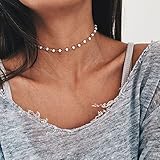 JaneDream White Black Acrylic Beads Choker Necklace Gold Silver Plated Chain