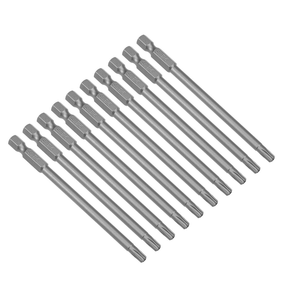 sourcing map 10 Pcs T25 Magnetic Torx Screwdriver Bits, 1/4 Inch Hex Shank 3.94-inch Length S2 Security Tamper Proof Screw Driver Kit Tools