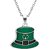St Patricks Day Necklace,Irish Shamrock Clover Green Necklace for Women St Patricks Day Accessories Handmade Lucky Pendant Three Leaf Necklaces St. Patrick's Day Decorations Holiday Jewelry Gift