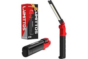 LAIMITTOS Rechargeable Work Light 2200mAh Magnetic LED Work Light Flashlight Mechanic Light Tool for Men Him, Foldable Lamp with Hook for Car Repair Emergency BBQ Grill