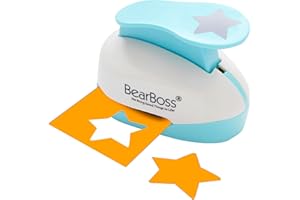 BearBoss Star Paper Punch, Handmade Scrapbook Paper Puncher, Different Size of Scrapbooking Punches Crafting Designs for Office Supplies, Card Making, DIY Albums Photos, Classic White