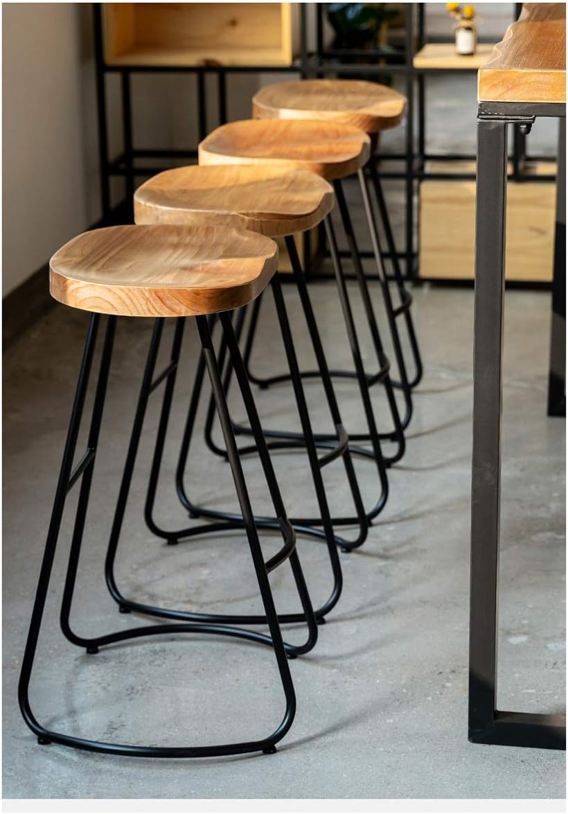 Bar Stool Counter Height Bar Stools Wood Seat And Metal Legs Set Of 4 Backless 27/30 Inch Bar Stools Industrial With Footrest for Cafe Restaurant with Backrests Armrests and Footrests ( Size : 76CM )