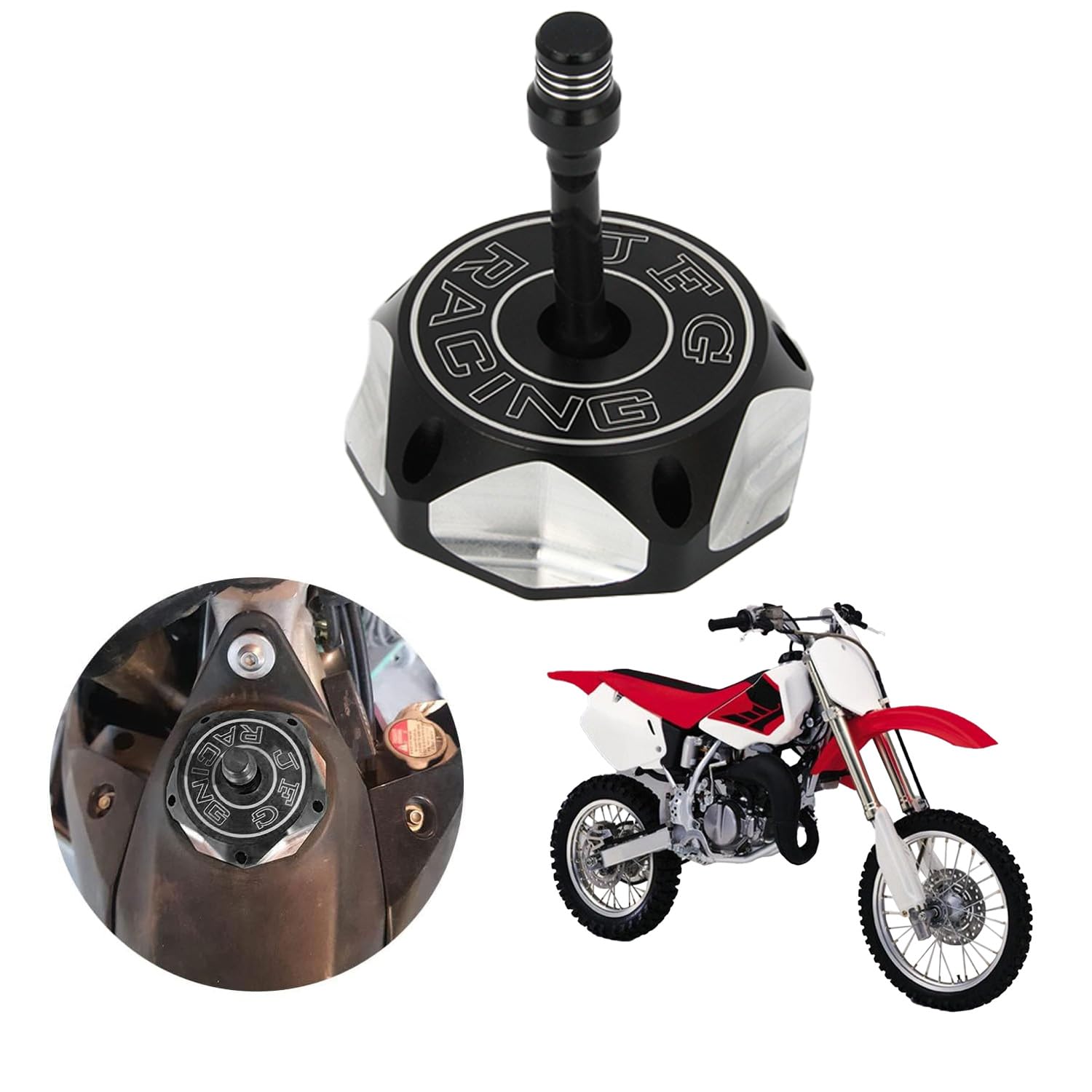 Photo 1 of JFG RACING Dirt Bike Gas Fuel Tank Cap CNC for XR50 XR70 XR80 XR100 CRF150R CRF230F CR250R CR85R CR125R Dirt Pit Bike Black