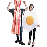 Bacon and Fried Egg Couples Costume Set, Adult Halloween Food Costumes