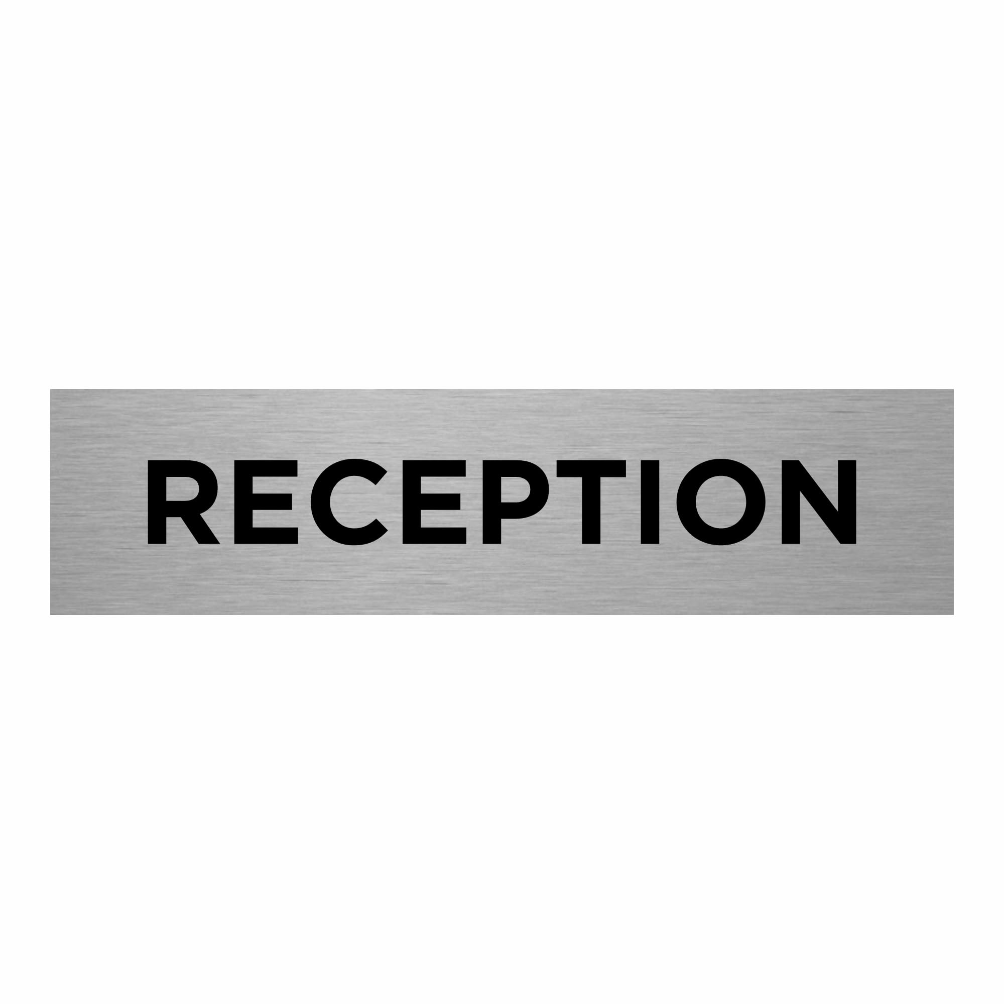 Slimline Aluminium Reception Sign from ViroDisplay® – Rigid Brushed Silver 0.5mm Aluminium – 200 x 50mm – Durable Printed Surface – Self-Adhesive Fixing (1)