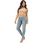 True Religion Women's Halle Mid Rise Super Skinny Fit Jeans Denim Single Needle Stitching