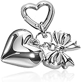 Angyape Bag Charms for Handbags Silver Purse Charms Cute Heart Bow Keychain Car Keychain Accessories Birthday Gifts for Women