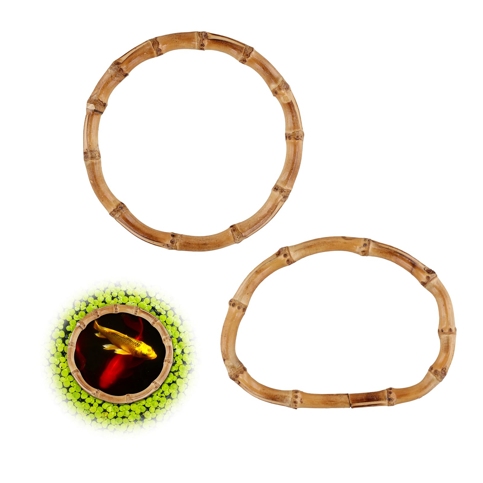 PEUTIER 2pcs Aquarium Feeding Rings, Wooden Fish Feeding Rings Fish Tanks Plant Rings Floating Plant Feeding Rings for Keeping Floating Plants in Place Fits Fish Tanks and Aquarium