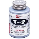 RectorSeal T Plus 2 23631 Pipe Thread Sealant, Non-Hardening, PTFE Enriched, Plumbing, 1/4 Pint