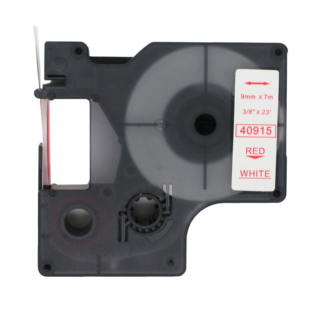 BROVACS 1 Pack Red on White Label Tape Compatible for DYMO D1 40915 9mm 3/8" OPA2115