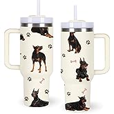 momocici Doberman Tumblers.40oz Dog Tumbler with Handle Gifts for Women.40 oz Dog Lover Cup Gift.Birthday Christmas Dog Cups Tumbler Gifts for Doberman Lover.