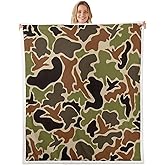 Feelyou Duck Hunter Green Camouflage Hunting Fleece Throw Blanket Baby 30"x40" Kids Black Brown Plush Blanket for Boys Teens Camo Army Sherpa Blanket Breathable Wild Fuzzy Blanket Room Decor