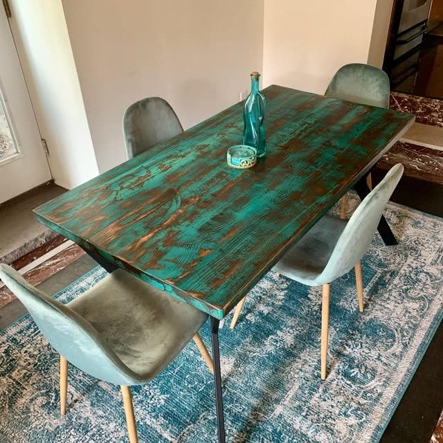 UMBUZÖ Reclaimed Teal Wood Dining Table Pricepulse