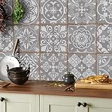 Tile Style Decals 48 Grey Victorian Moroccan Mosaic Style Tile Cover Stickers view 7