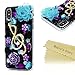 Mavis's Diary iPhone X Case, iPhone Xs Case, Clear Slim Fit Luxury 3D Handmade Bling Crystal Rhinestone Diamonds Music Note Lotus Fashion Design Full Body Protective Hard PC Plastic Cover