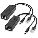 2-Pack Active PoE Splitter 12V, 48V PoE to 12V 1.2A Adapter DC 5.5 x 2.1mm | 1.2A 15W Output, 10/100Mbps, IEEE 802.3af/at Compliant Active Power Over Ethernet Adapter for IP Camera, Router, Arduino, AP