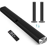 Assistrust Sound Bar for Smart TV, 80W Soundbar with Bluetooth/ARC/Opt/AUX Connect, Dynamic Volume Boost, 3 Equalizer Modes, 2 in 1 Detachable Soundbar for TV/PC/Gaming/Projectors