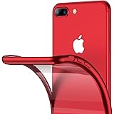 Funda iPhone 8 Plus, funda iPhone 7 Plus RANVOO Funda ultra fina Slim-Fit protectora transparente TPU suave Gel de silicona cubierta de la caja del teléfono, Rojo