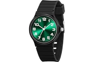 CKV Kids Analog Watch for Girls Boys Kids Watches Learning Time and Easy to Read, 5ATM Waterproof, Minimalist Wrist Watch with Soft Band 5-18 Years Old Children