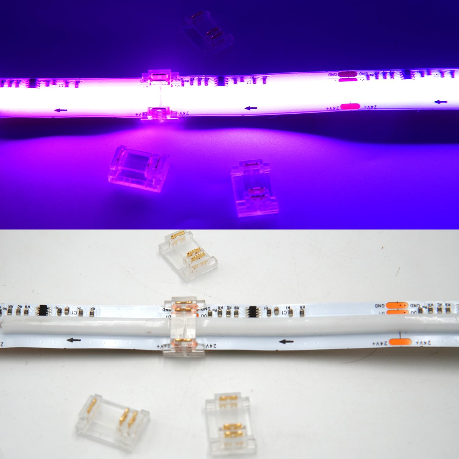 Boarda 3-Pin 12mm RGBIC COB LED Strip Connectors, 10 Pack, Easy & Stable Connection, Compatible with 12mm RGBIC COB LED Strip Lights