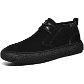 Myallfeet Men's Frosted Leather Suede Suede Mid Top Board Shoes Retro Casual Fashion Design Walking Ankle Boots Classic Non Slip Lace Up Suede Oxford Sneakers