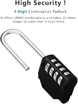 ZHEGE Long Shackle Padlock 4-Digit Combination 2 Pack Black Outdoor view 2
