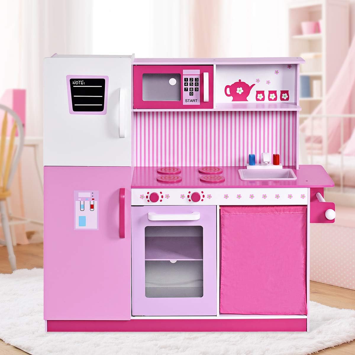 cocina madera rosa juguete