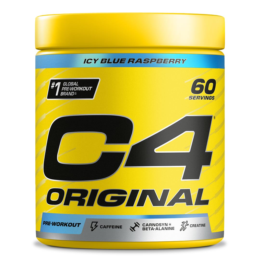 C4 Original Beta Alanine Sports Nutrition Bulk Pre Workout Powder for Men & Women | Best Pre-Workout Energy Drink Supplements | Creatine Monohydrate | Icy Blue Razz | 60 Servings