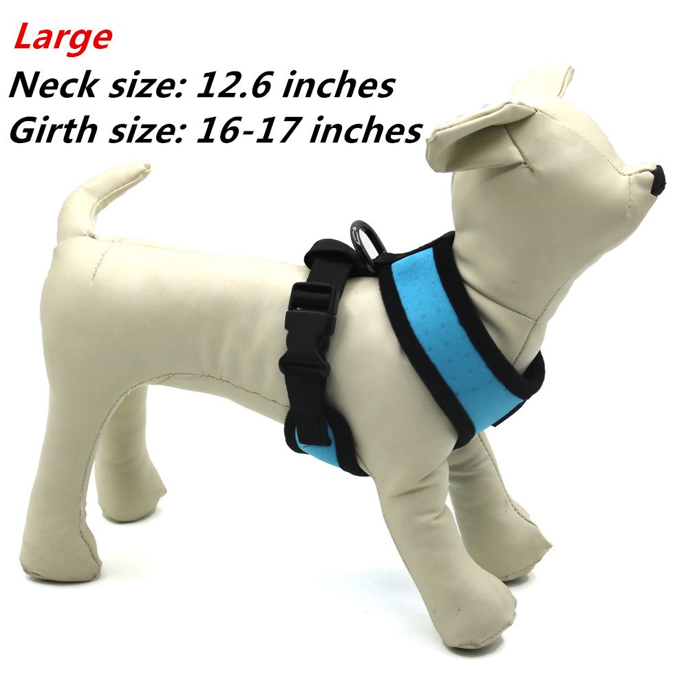 Roadwi Front Range Dog Harness Vest, Adjustable Soft Neoprene Breathable Padded, No-Pull Safety for Walking, Hiking, Training, Running. Neck: 40cm, Chest: 55-75cm (Large, Blue)