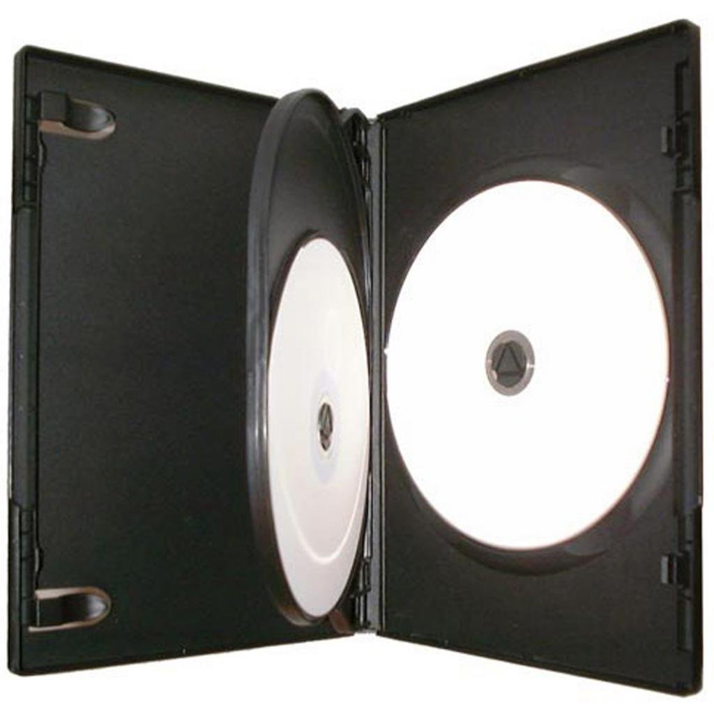 Four Square Media 10 X CD DVD/BLU RAY 14mm Black DVD 3 Way Case for 3 Disc - Pack of 10