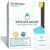 TearRestore EyeRelax Heated Eye Mask for Dry Eye & Stye Relief, Self-Heating Warm Compress with Moist Heat, Mint-Infused Steam Mask for Dry Eyes, Blepharitis Relief & Overnight Comfort (10 Count)
