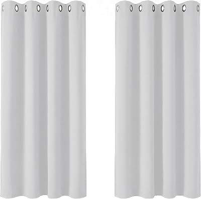 Deconovo Super Soft Thermal Insulated Eyelet Curtains 46 x 54 Silver Grey 2