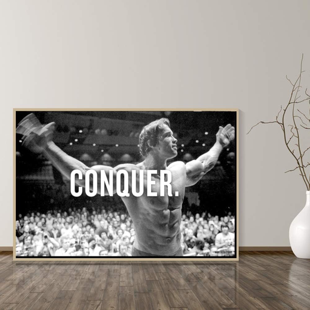 yhyxll Arnold Schwarzenegger Bruce lee Bodybuilding Motivational Kungfu Poster Print Wall Art Picture Canvas Painting for Living Room A 60X80cm