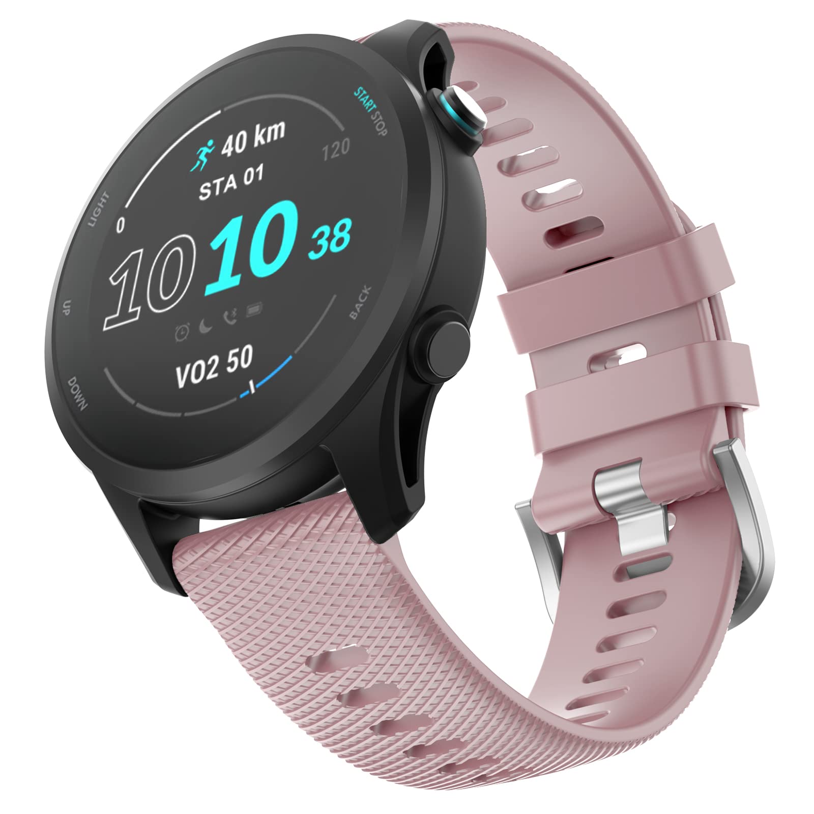 OVERSTEP Forerunner 255 Strap/255 Music Strap, 22mm Replacement Strap Soft Silicone for Garmin Venu 2/Vivoactive 4, light pink