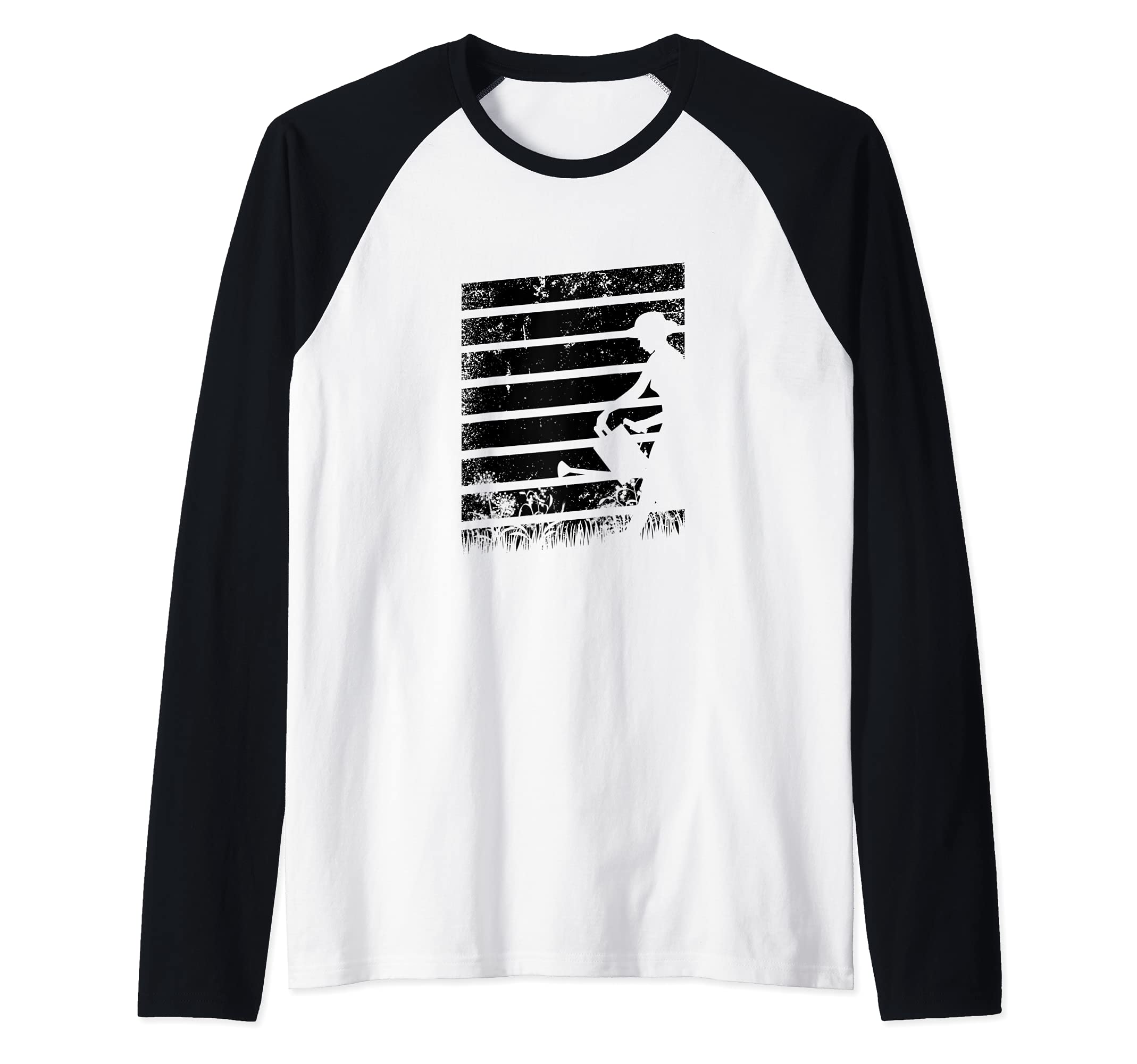 gardening retro lawn mowing gardener allotment garden Raglan Baseball Tee