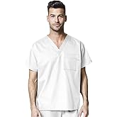 WonderWink Womens Unisex V-Neck Top Medical Scrubs Shirt, White, Medium US