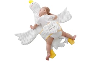 SUNSHE Newborn Baby Sleep Pillow Infant Pillow,Tummy Time Pillow,Burpee Pillow for Babies - Anti Roll Side Sleeping with Fixing Belt，Soothing Exhaust Solution for Baby's Discomfort (White Goose)