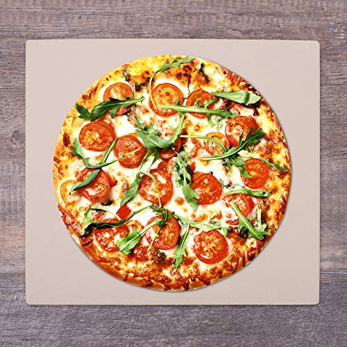 Multichef Bread & Pizza Stone (Natural) Large Pizza Stone for Oven Rectangle Baking Stone 14