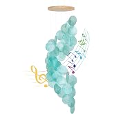 WeDoSoy Seashell Wind Chimes, Turquoise Spiral Shape Capiz Shell Windchime | Handcrafted Coastal Style Decor for Indoor/Outdoors, Garden &amp; Beach Hanging Decor for Wind Chimes Lovers and More