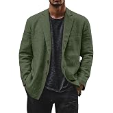 xoxingysm Mens Linen Blazer Lightweight Regular Fit Suit Jackets Two Buttons Lapel Casual Office Sport Coat Business Workwear